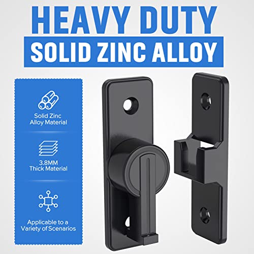 90 Degree Barn Door Lock, Heavy Duty Locks, Matte Black | Flip Sliding Gate Latches for Garden, Bathroom, Garage & Sliding Doors - size: 1 Pack Matte Black