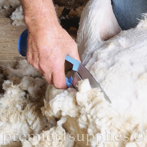 Premier 1 Bent Hand Shear for Wool Sheep & Livestock - 5.5" Blade - Blue | Burgon & Ball. Handle bent 15° for different angles in tight areas. Less hand strain. Double ground, 5.5" blades. Blue.