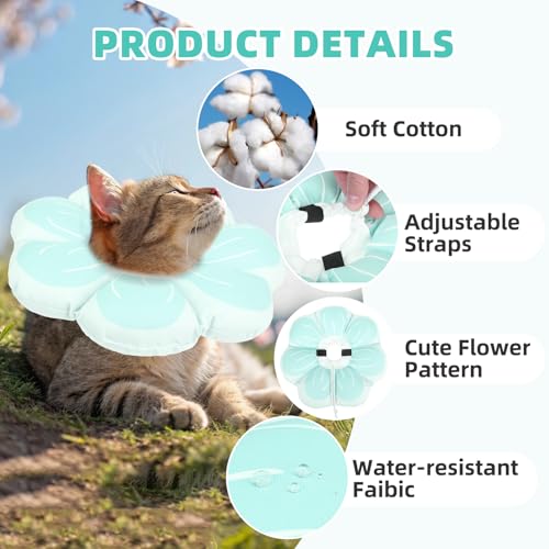 PUPTECK Cat Cone Collar, Soft Kitten Recovery Collar, Lightweight Anti-Bite Lick Elizabethan e Collar for Cats Puppy After Surgery, Blue M - color: Blue, size: M - Neck Up to 10.5"