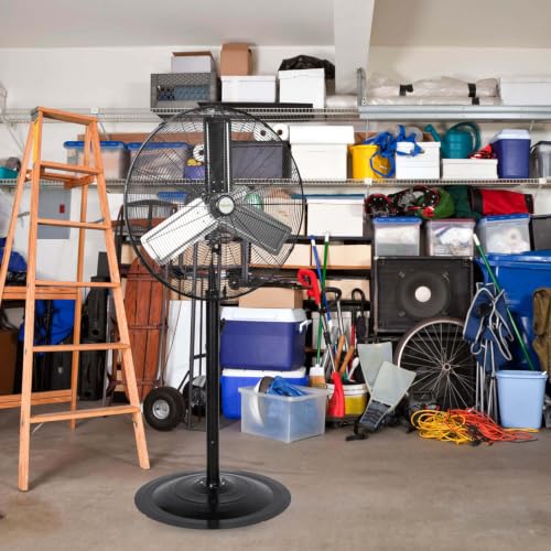 hykolity 30" 8900 CFM High-Velocity Industrial Pedestal Fan, 3-Speed Heavy Duty Oscillating Stand Fan with Aluminum Blades and Adjustable Height, Metal Shop Fan for Commercial, Warehouse, and Garage