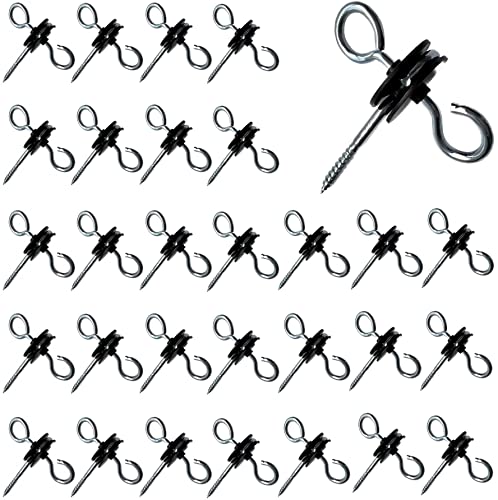 30 Pack Electric Fence Gate Handle Screw in Insulated Anchor Insulators with Double Hook / 2-Rings for Electric Fence Wood Post and Electric Fence Gate Livestock Fence Agricultural Fencing and Pasture - style: PK30 Gate Anchor Screw in Insulators