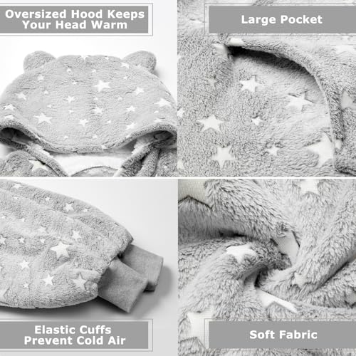 THREE POODLE Wearable Blanket Hoodie, Glow in The Dark Oversized Hoodie Blanket, Sherpa Hooded Blanket Sweatshirt for Adults Women Men Kids, Cozy Gifts - color: Luminous Star, size: Adult-Extra Long
