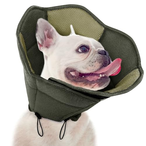 Dog Cone - Soft Cone for Dogs to Stop Licking, Pet E-Collar Alternative After Surgery, Adjustable Pet Recovery Collar for Wound Healing, Army Green Medium - color: Army Green, size: Medium