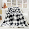 PU MEI Sherpa Fleece Throw Blanket 60" x 80" Reversible Plush Fluffy Large Big Blanket Lattice Flannel Blankets for All Season Use, Black and White - color: Black and White, size: 60"*80"