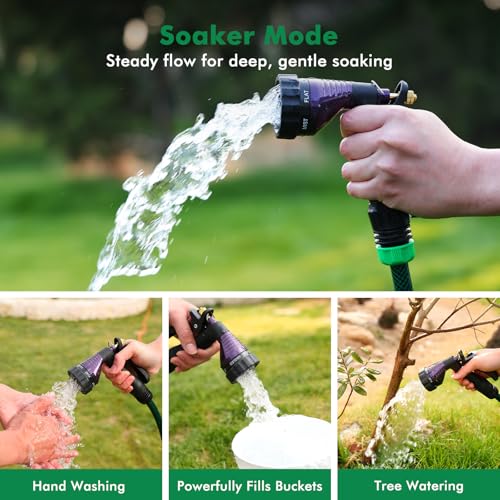 RESTMO Garden Hose Nozzle Heavy Duty, Hose Spray Nozzle for Garden Hose | Zinc Alloy, 6 Adjustable Watering Patterns, Leakproof, Anti-slip, ldeal for Watering Plants, Washing Cars & Pets, Purple - color: Purple