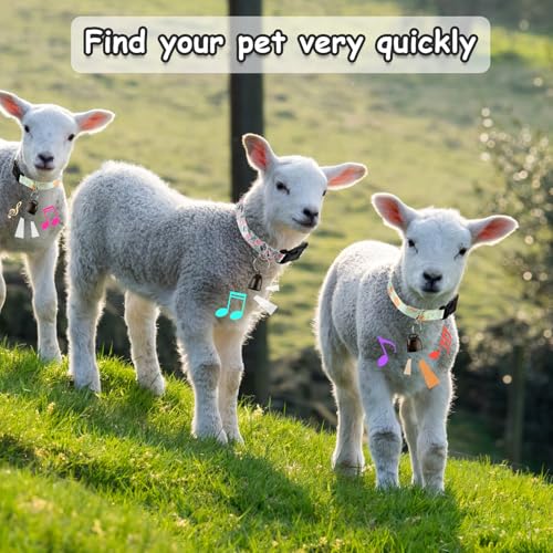 2 Pack Goat Collars with Bells, Floral Adjustable Nylon Collar Set | Adjustable Nylon Collar & Sheep Grazing Copper Bells for Small Farm Animal Sheep Calf Cow Accessories(13.7"-20.5") - color: Light Green Print+ Pink Rose