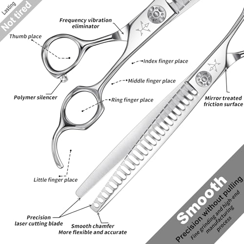 High-end Professional Dog Grooming Thinning Scissors Teeth Cutting Blending Shears Pet Texturizing Shears 8 Inch Extremely Very Sharp Stainless Steel Alloy For Cat Other Animals Groomer - color: 8inch Thinning Shears