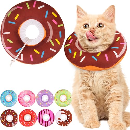 Cat Cone Collar Soft, Cute Cat Donut Collar After Surgery, Adjustable Kitten Recovery Cones to Stop Licking, Lightweight Neck Elizabethan Collars for Cats Kittens (Brown, Small) - color: Brown, size: Small
