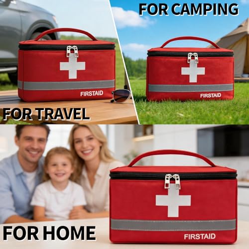 2 PCS Empty First Aid Bag, Portable Medical Bag Organizer for Home, Travel, Car, Camping, Hiking & Outdoor Emergencies, Emergency Medicine Pouch(Bag Only)
