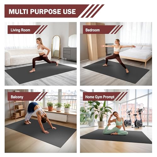 Stepwaver Extra Large Exercise Mat, 6'x4'/ 7'x5'/ 8'x5'/ 9'x5'/10'x5' (6mm) | Non-Slip, Ultra Durable, Shoes-Friendly, High-Density, Thick Workout Mat for Home Gym, Cardio, Jump Rope, MMA, Weights - size: 7'×5'×0.25"