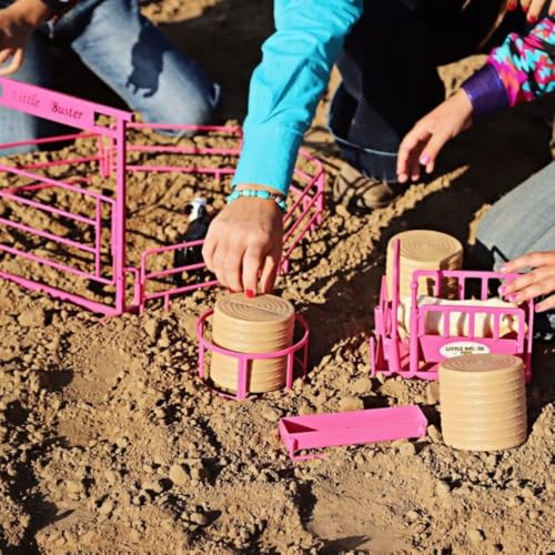 Little Buster Toys Hay Feeder Pink | All-Metal Round Bale Feeder | Collectible Ranch Display Accessory | Durable Farm Equipment for Seasonal or Year-Round Western Displays
