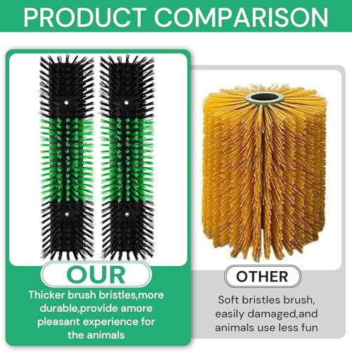 2pcs Livestock Scratching Brush with 8 Screws,Cattle and Horse Grooming Brush, Itch Relief for Horses, Goat, Cattle,Sheep,Cow and Pig,Animal Back Scratching
