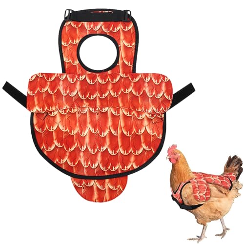 Chicken Saddles for Hens, Chicken Apron Back Protector for Hens with Adjustable Strap, Chickens Hen Mating Saddle with Wing Cover-Orange - color: Orange