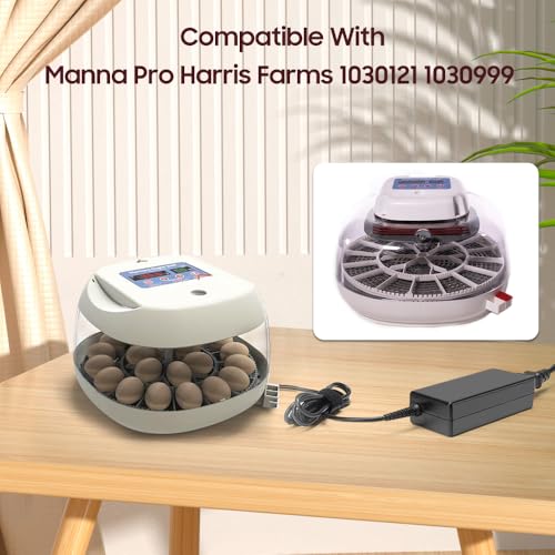 KFD 12V AC/DC Adapter for Manna Pro Harris Farms 1030121 1030999 Nurture Right Egg Incubator for Temperature Humidity Control Hatching Chicks Automatic Manna Pro Incubator Power Supply Cord Charger