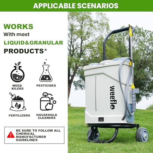 Battery Powered Backpack Sprayer,4 Gallon Electric Sprayer with Wheeled Cart, 100 PSI High Pressure, 2X 21V Rechargeable Batteries,Garden Sprayer for Outdoor Cleaning & Washing