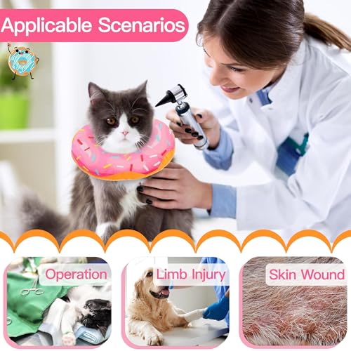 Cat Cone Collar Soft, Adjustable Cat Recovery Collars Spay Cones to Stop Licking, Cute Kittens Donut E Collar After Surgery, Anti-Lick Wound Healing Elizabetan Collars for Kittens (Pink, Small) - color: Pink, size: Small