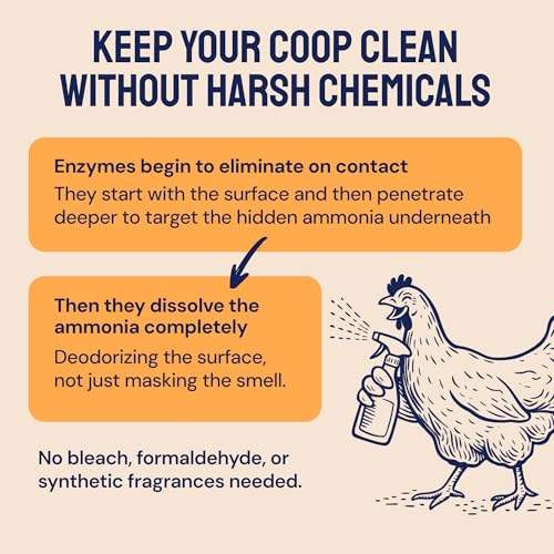 Hatortempt Chicken Coop Deodorizer, Odor Eliminator Cleaner Spray, 32 fl oz | USA Made Coop Refresher For Chickens - Ammonia Chicken Coop Cleaner for Roosting Bars & Feeders - Unscented Coop Accessories - size: 32 Fl Oz (Pack of 1)