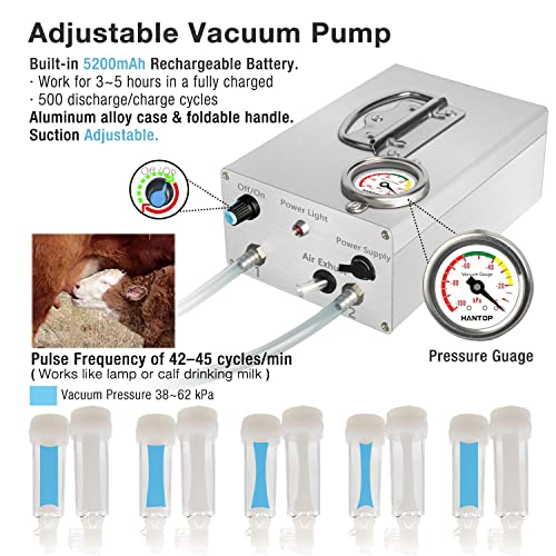 12L Cow Milking Machine with Pressure Gauge (Pro Model) and Goat Teat Cup (Tube Included)