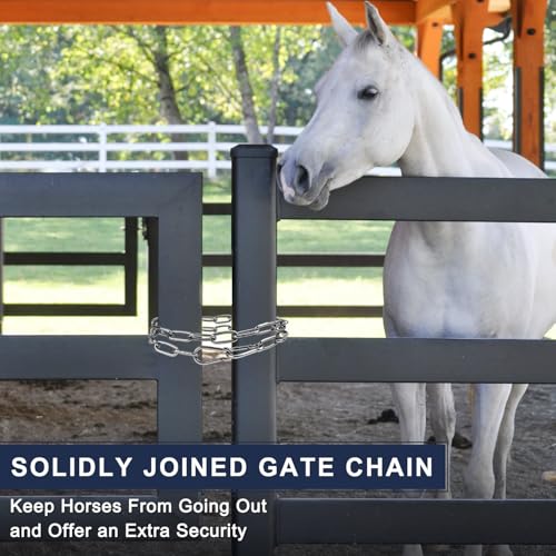 2 Pack Outdoor Fence Gate Chains, 5/32 x 36 Inch Mental Chain Fence Lock with Spring Hooks Easy to Open and Close, Silver Safety Gate Chain Link for Livestock, Ranch, Barn Urkupoo (Extended)