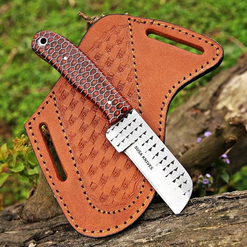 Custom Handmade 7'' fixed blade hoof rasp knife/Cow boy knife/Bull cutter Cowboy knives with pancake leather sheath (COOPER CONE) - color: COOPER CONE
