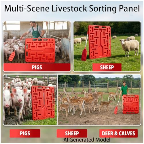 Pig Sorting Board with Paddle, Livestock Sorting Panel | for Cattle Hog Sheep Goat, HDPE Portable Crowding Gate, Farm Show Use, 38"x30"x1.3"