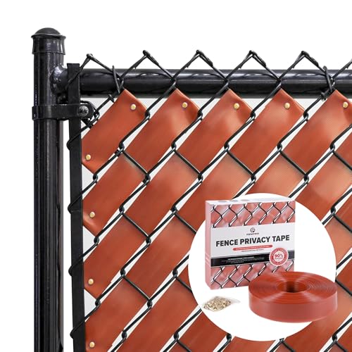 Chain Link Fence Privacy Tape (Redwood) - color: Redwood