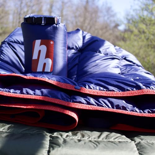 Down Camping Blanket 650 Fill Power - Ultralight Backpacking Quilt (1lb 6oz) Warm & Water-Resistant 20D Nylon Shell for Outdoors, Camping, Hiking, Travel, & Stadium - Packable - color: Midnight Blue