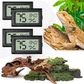 Vodolo Reptile Thermometer and Humidity Gauge,4PCS Digital Adhesive Reptile Hydrometer Thermomete Tank Accessories Pet Supplies for Tortoise Habitat,Chameleon Cage,Iguana,Tree Frog Terrarium - size: 4PCS Rectangular