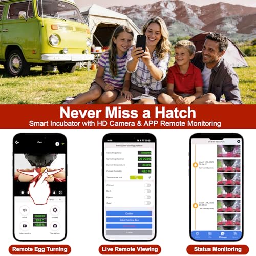 12 Egg Incubators for Hatching Eggs, with 1080P Camera & Smart APP Control | Temperature & Humidity Control, Automatic Egg Turner, Egg Candler, WiFi Chicken Incubator for Chicken, Duck, Quail