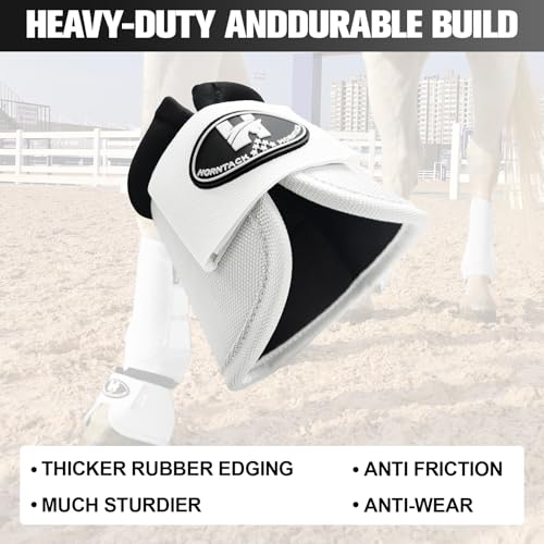 Horse Bell Boots for Outdoor Sports (White, M) | Comfortable fit, prevents sprains, convenient hook and loop design, durable outdoor protection - color: White, size: M