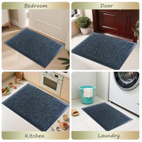 Front Door Mat, 4'x8'Indoor Outdoor Welcome Commercial Floor Mats | Heavy Duty Durable Inside Outside Entrance, Waterproof All-Season, All-Weather Non Slip Backing Doormat for Entryway, Black - size: 48"x96"