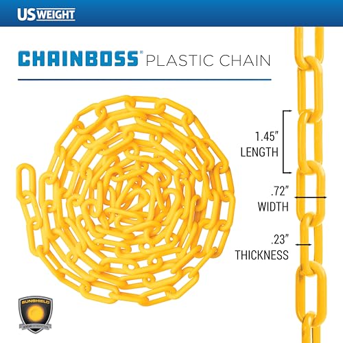 US Weight 1.5" x 50' SunSheild Plastic Safety Chain – Yellow - color: Yellow, size: 50 Feet