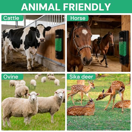 2pcs Livestock Scratching Brush with 8 Screws,Cattle and Horse Grooming Brush, Itch Relief for Horses, Goat, Cattle,Sheep,Cow and Pig,Animal Back Scratching