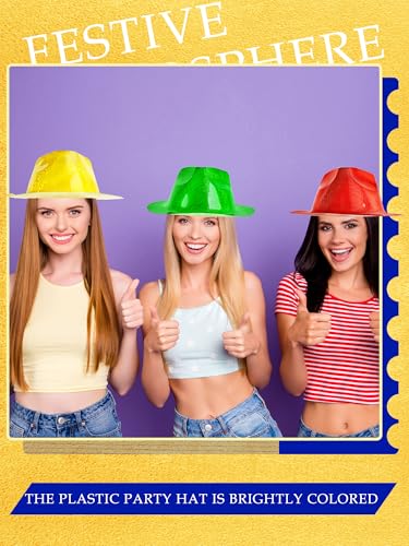 36 Pcs Party Gangster Hats Plastic Party Hats Bulk Fedora Party Hats for Kids Adults Cosplay Photo Booth Supplies - color: Color Set 2
