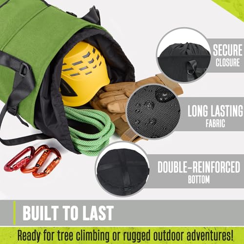 Arborist Rope Bag, 35L Tree Climbing Rope Bag, Arborist Equipment Bucket Backpack, Arborist Gear Carrier Bag with Side Pockets, Tough Rock Climbing Backpack, Rock and Tree Climbing Gear - color: Green