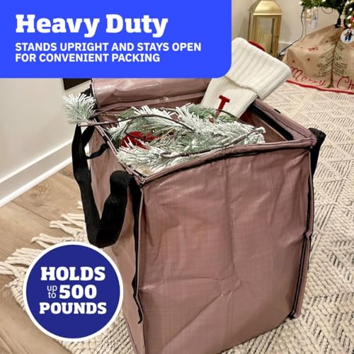 DURASACK 22-Gallon Zipper Top Heavy Duty Storage Tote Bags, Single, Mauve | Rugged Woven Polypropylene Moving Bag, Reusable Self-Standing Design, Holds up to 500 Pounds - color: Mauve, size: Medium