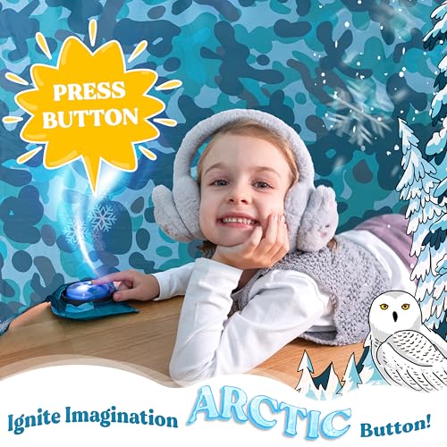 W&O Arctic Camo Inflatable Fort with Lights & Sound - Fan Not Included | Arctic Camo Aerodome with LED Lights, Sound Button & Snowy Camo Design. Uses Standard Box Fan, Indoor Play, Ages 3-12 - color: Arctic Camo