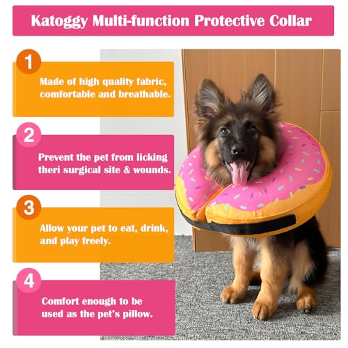 Inflatable Dog Cone Collar for After Surgery, Doggie Neck Blow up Donut Recovery ECollar, Soft Adjustable Dog Cone for Small Medium Large Dogs and Cats - color: Yellow/Pink Cheese, size: Small (Neck: 6"-11")