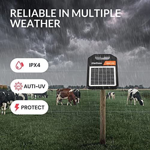 MINI250 Solar Electric Fence Charger with Day or Night Mode, 0.25Joule Portable Solar Fence Charger - size: MINI250-Rear switch