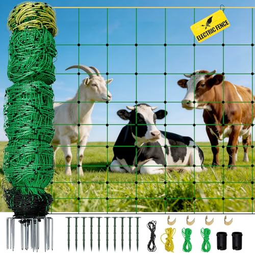 Electric Fence Netting, 164'L x 49.6" H Movable Livestock Nets for Sheep