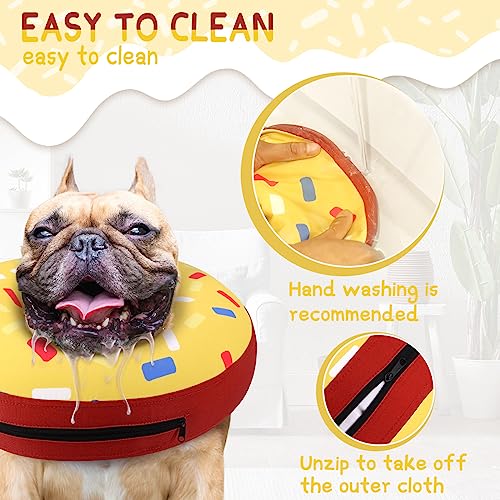 Supet Inflatable Dog Cone Collar for Small Dogs Puppies Cats, Soft Dog Cone Alternative After Surgery for Puppies Cats to Stop Licking - color: Donut Yellow, size: XS(Neck 4"-7")