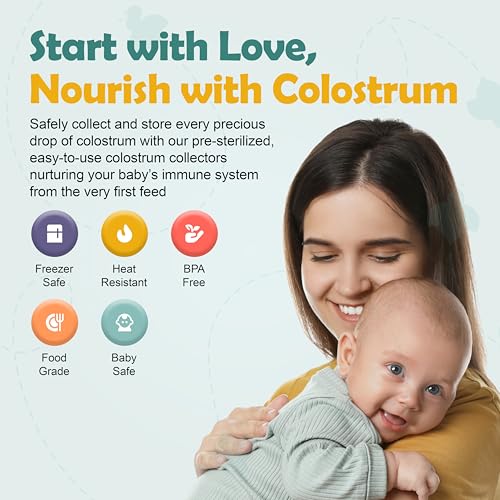 Colostrum Collector Kit | Reusable Silicone Breast Milk Collector for Harvesting Colostrum Breastmilk, Pre-Sterilized Includes Storage Case & Cotton Wipe | Set of 14 Collectors, 5mL each - size: 14 Piece Set