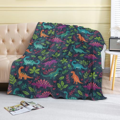 Colorful Dinosaur Fleece Blanket,40x50in,Cute Cartoon Dinos Heart Dark Throw Blankets,Soft Cozy Lightweight, Ideal for Bed Living Room Home Cool Decor,Boys Gifts - color: Dinosaur, size: 40x50 Inch