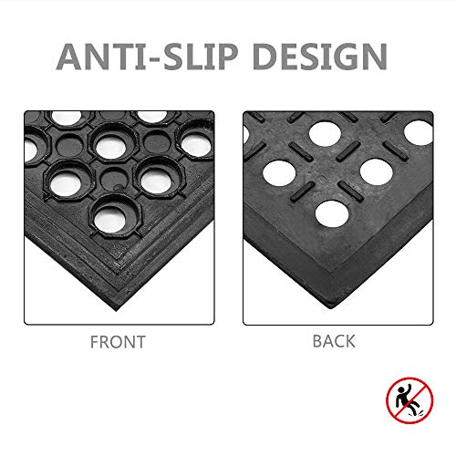 ROVSUN Rubber Floor Mat with Holes, 24''x 36'' Anti-Fatigue/Non-Slip Drainage Mat, for Industrial Kitchen Restaurant Bar Bathroom, Indoor/Outdoor Cushion (2 Packs) - size: 24x36 in.