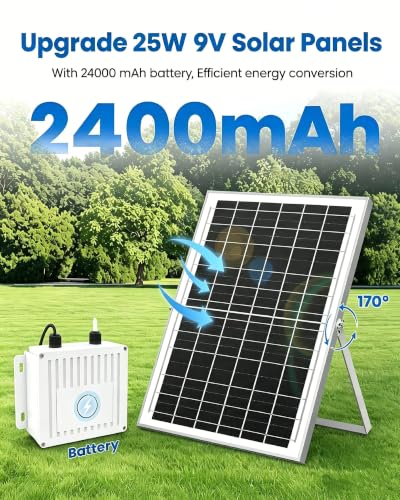 Solar Powered Fan with 24000mAh Battery, Usable At Night for Chicken Coop | Solar Exhaust Fan, 40W Quiet, Waterproof, High Airflow for Outdoor, Greenhouse, Sheds, Pet Houses Ventilation Equipment - size: 9.8 inches