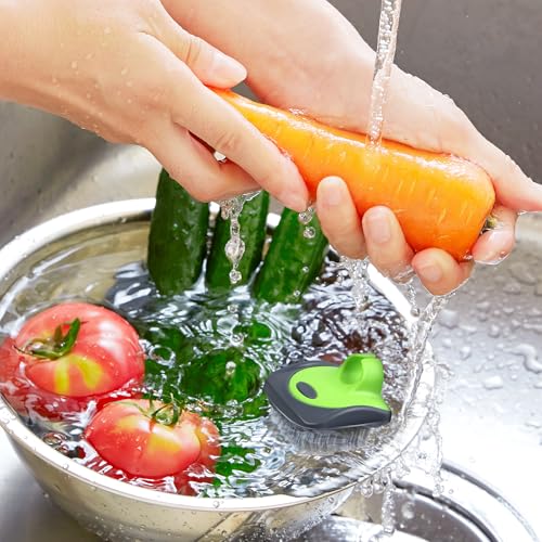 Vegetable Brush Carrot Potato Scrubber Soft Silicone and Hard Side Fruit Cleaning Tools for Delicate or Tough-Skinned Vegetables Brush