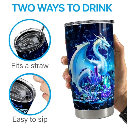 SANDJEST Dragon Tumbler 20oz Stainless Steel Insulated Coffee Travel Mug Cup for Women Mom Wife Dragon Gifts for Birthday Christmas Mother Day - color: Dragon