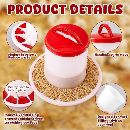 10 Pack Chicken Feeder and Waterer Sets, 2.2 BL Feeder+1L Waterer | 2-in-1 Poultry Starter Set, Hanging Plastic Containers for Farm and Brooder, Easy-fill Design, for Duck Chick Rabbit Turkeys