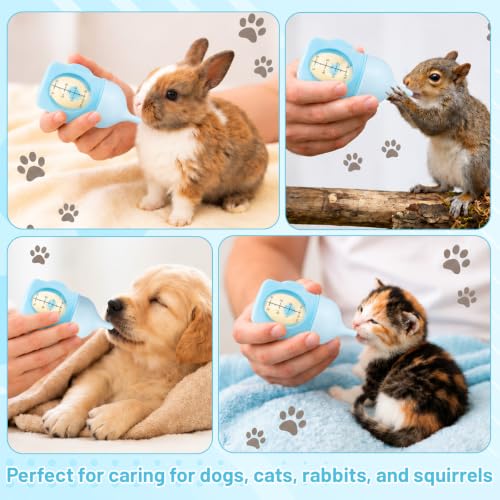 Kitten Bottles for Nursing 20ml Kitten Feeding Bottle Milk Slow Flow (Blue) | Slow Flow Puppy Bottles for Newborn Kittens Small Animals Nursing, Soft Silicone Nipple Feeding Kit