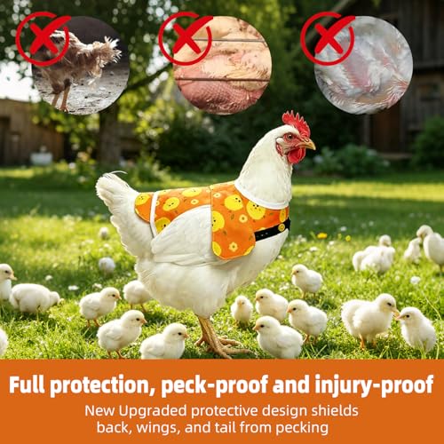 Chicken Saddle for Hens, Large Hen Saddle with Extended Shoulder, Wing & Tail Coverage Protection - Adjustable Straps, Premium Breathable Anti-Pecking Chicken Vest (1, White) - color: White